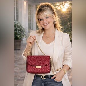 Jimmy Choo Beauty Red Glitter Evening Bag